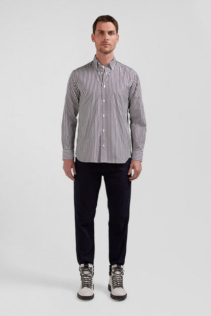 Burgundy Striped Cotton Poplin Shirt Regular Fit_H24CHECL0021_BXF3_02