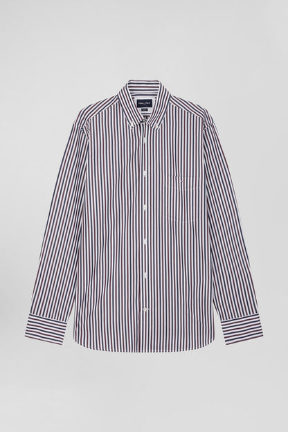 Burgundy Striped Cotton Poplin Shirt Regular Fit_H24CHECL0021_BXF3_03