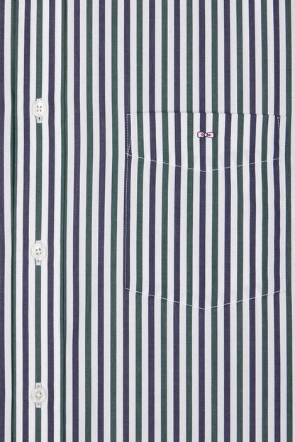 Green Striped Cotton Poplin Shirt Regular Fit_H24CHECL0021_VEF_07