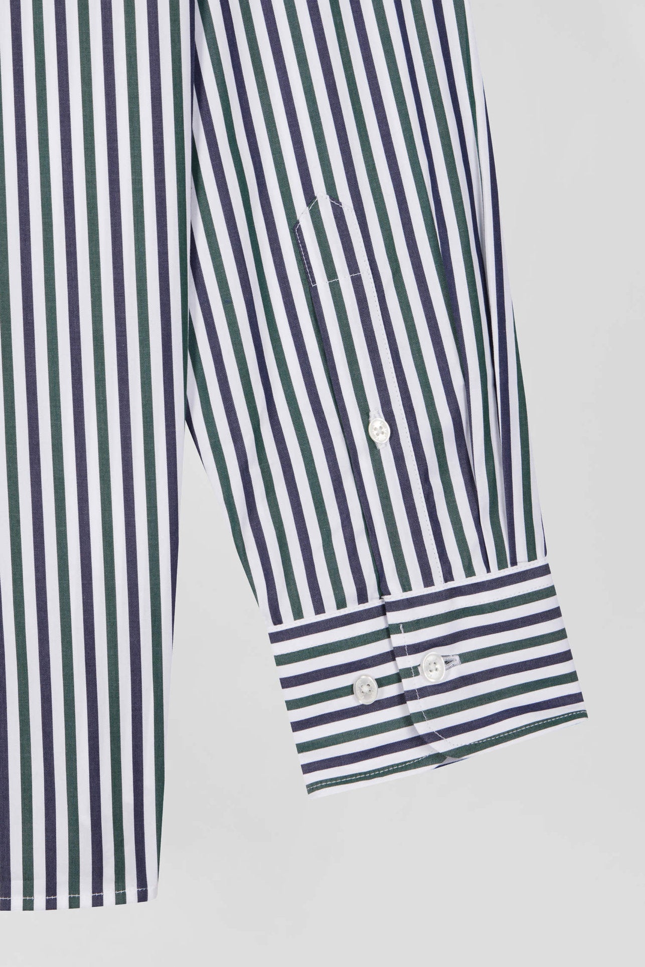 Green Striped Cotton Poplin Shirt Regular Fit_H24CHECL0021_VEF_08