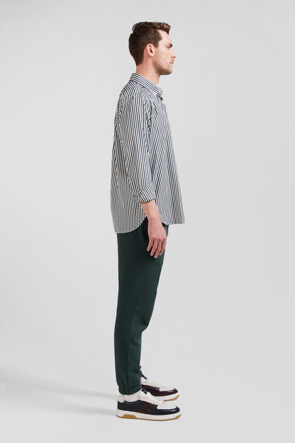 Green Striped Cotton Poplin Shirt Regular Fit_H24CHECL0021_VEF_09