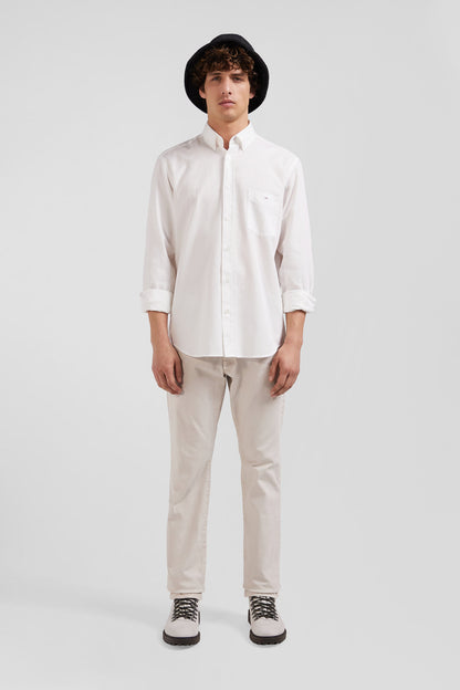 Regular Plain White PiquŽ Cotton Shirt_H24CHECL0034_BC_02