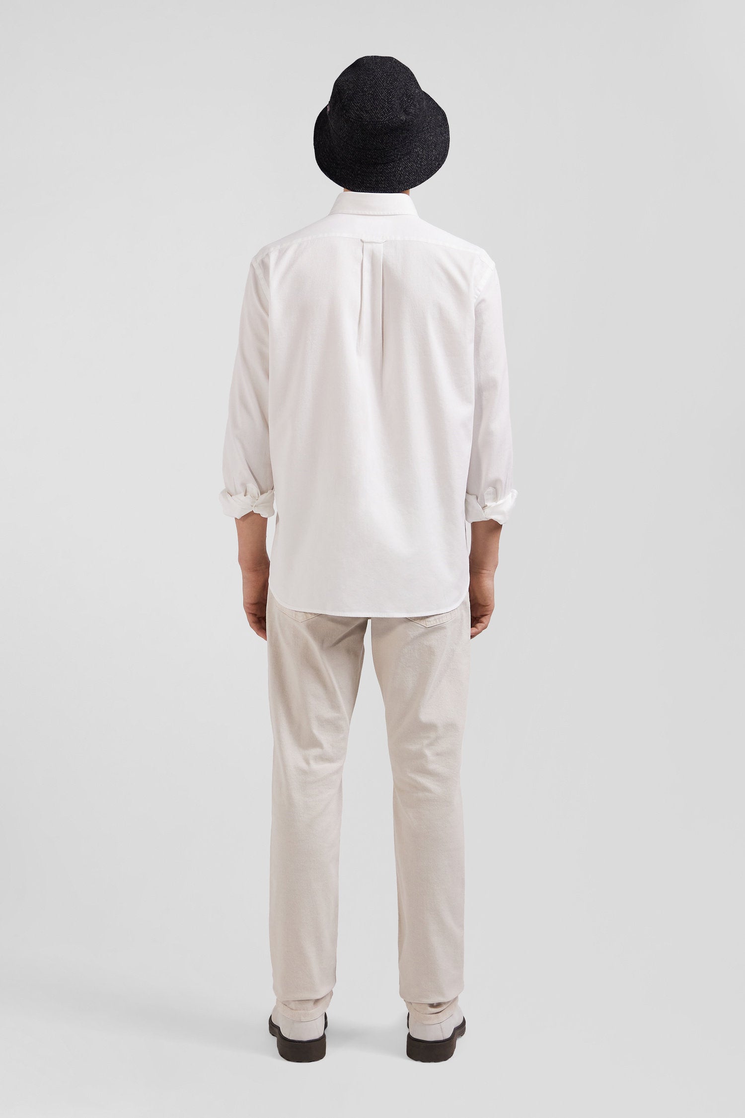 Regular Plain White PiquŽ Cotton Shirt_H24CHECL0034_BC_04