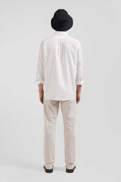 Regular Plain White PiquŽ Cotton Shirt_H24CHECL0034_BC_04