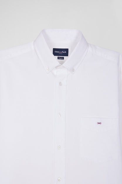 Regular Plain White PiquŽ Cotton Shirt_H24CHECL0034_BC_06