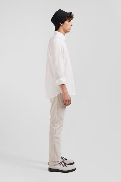 Regular Plain White PiquŽ Cotton Shirt_H24CHECL0034_BC_09