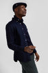 Regular Plain Navy Blue PiquŽ Cotton Shirt_H24CHECL0034_BLF_01