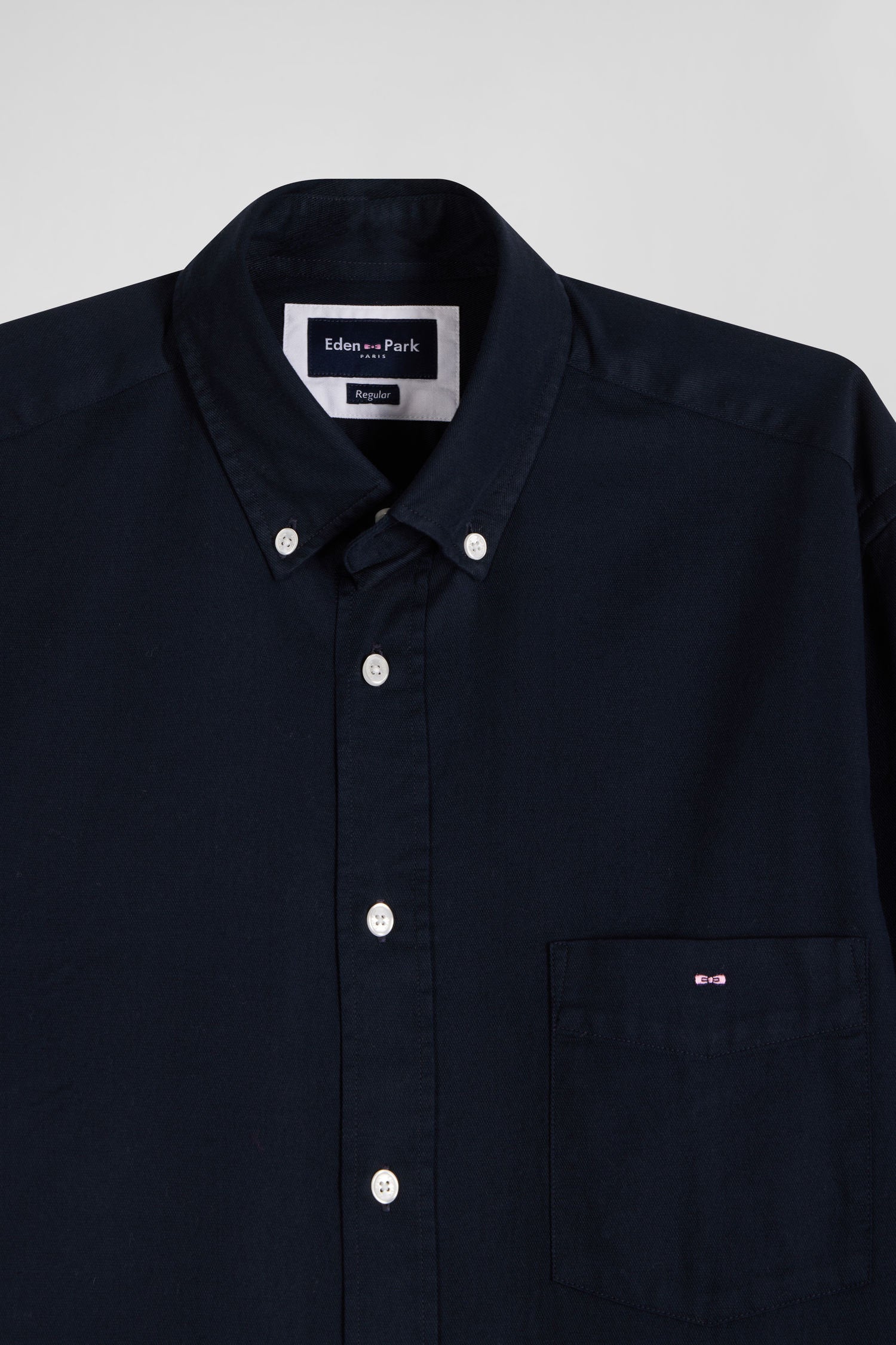 Regular Plain Navy Blue PiquŽ Cotton Shirt_H24CHECL0034_BLF_06