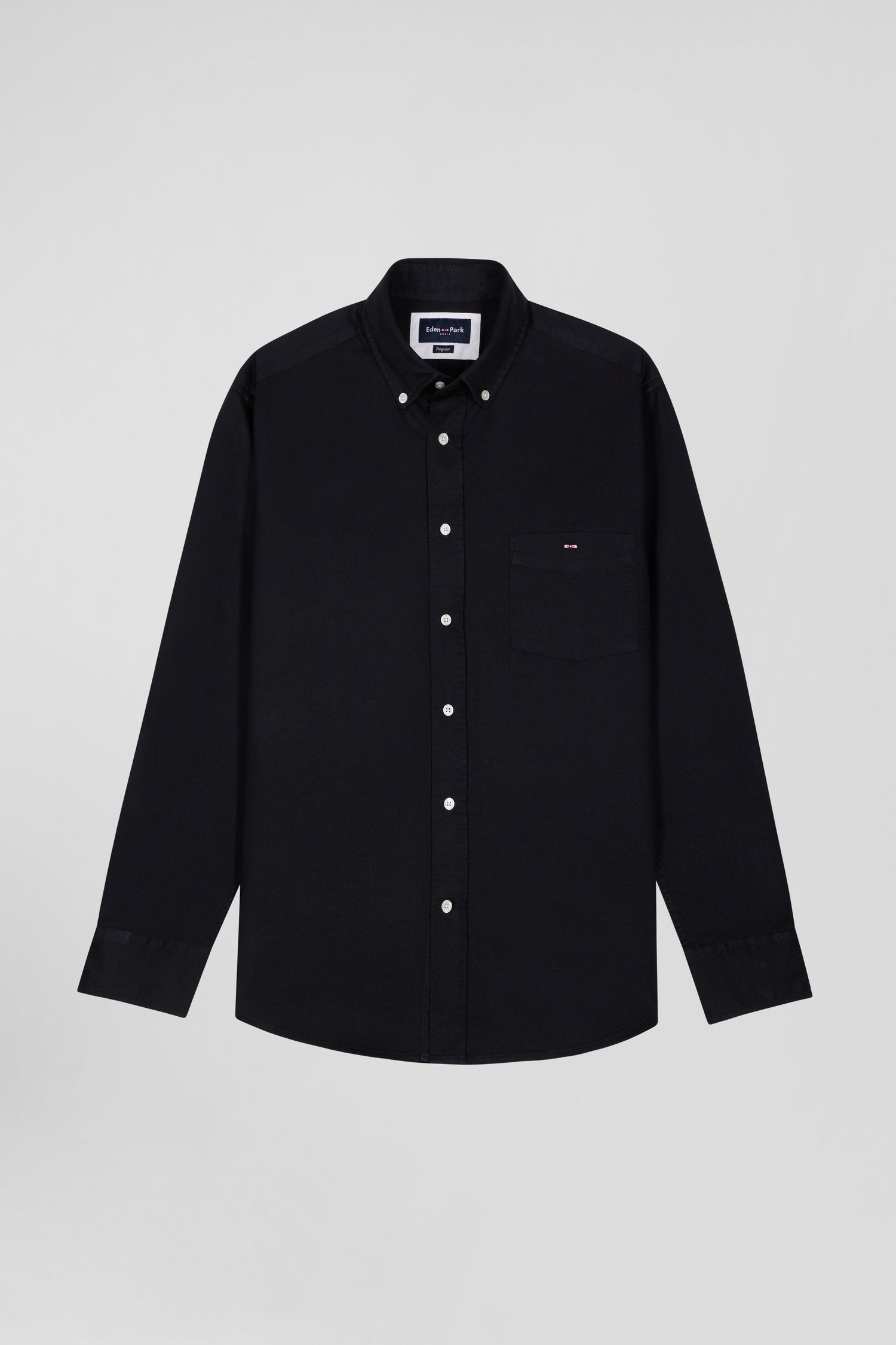 Regular Plain Black PiquŽ Cotton Shirt_H24CHECL0034_NO_03