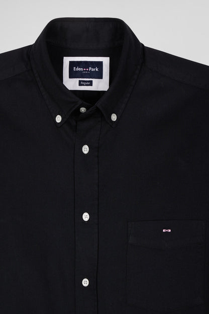 Regular Plain Black PiquŽ Cotton Shirt_H24CHECL0034_NO_06