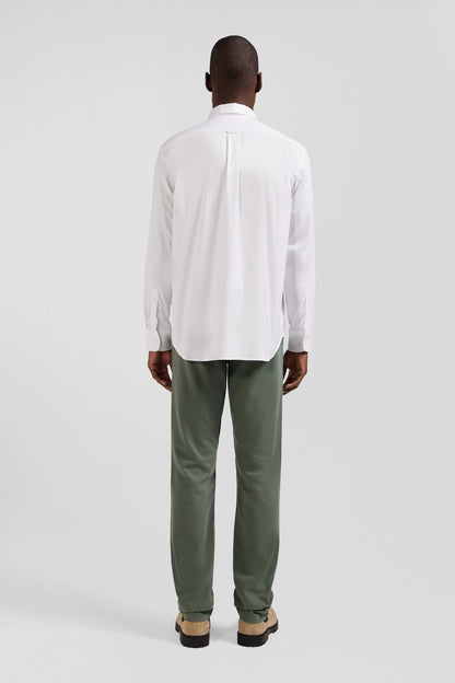 Regular Plain White Mixed Stretch Cotton Shirt_03