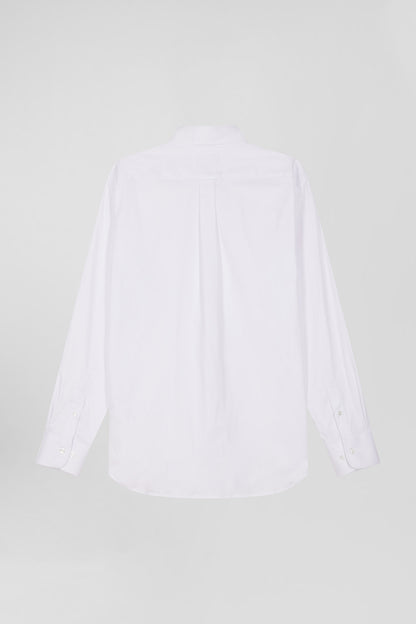 Regular Plain White Mixed Stretch Cotton Shirt_05