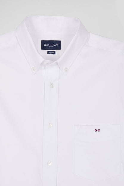 Regular Plain White Mixed Stretch Cotton Shirt_06