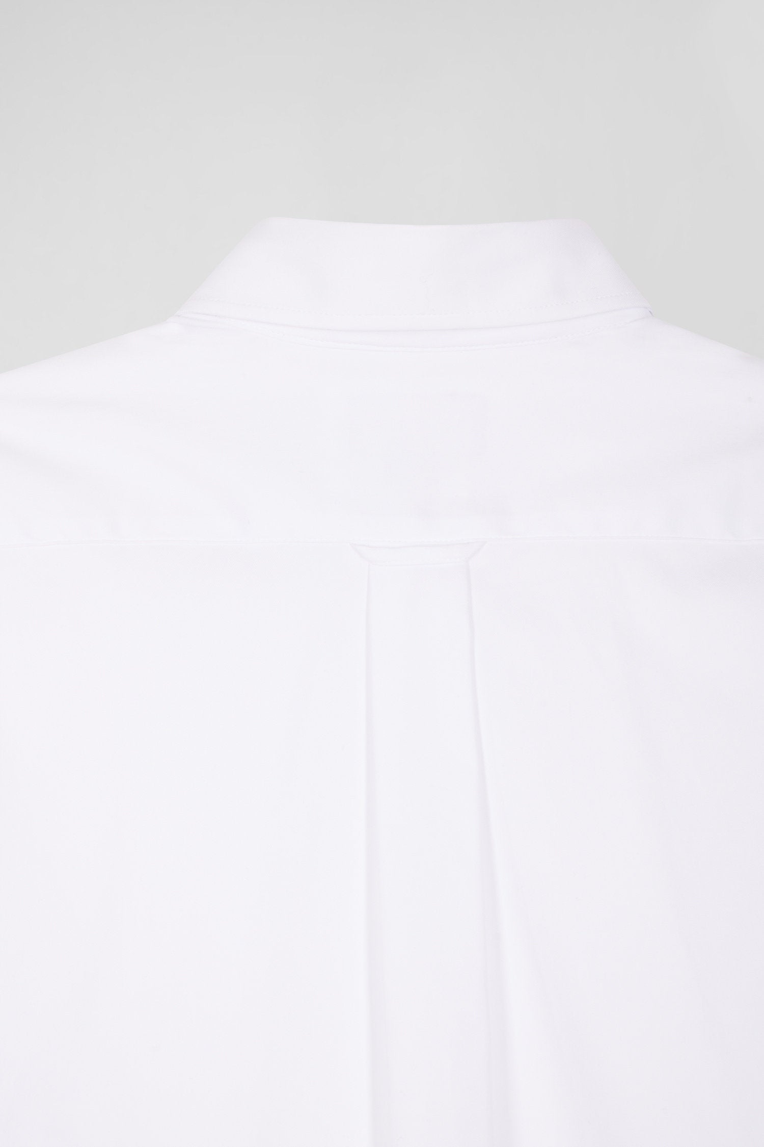 Regular Plain White Mixed Stretch Cotton Shirt_07