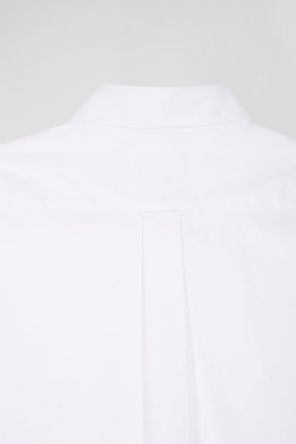 Regular Plain White Mixed Stretch Cotton Shirt_07