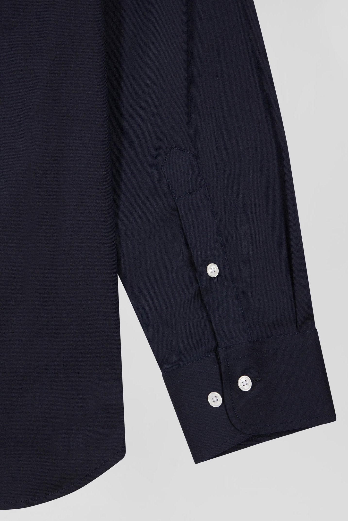 Regular Plain Navy Blue Mixed Stretch Cotton Shirt_07