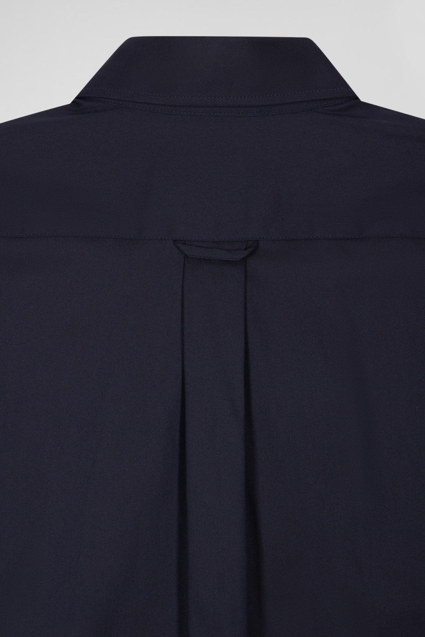 Regular Plain Navy Blue Mixed Stretch Cotton Shirt_08