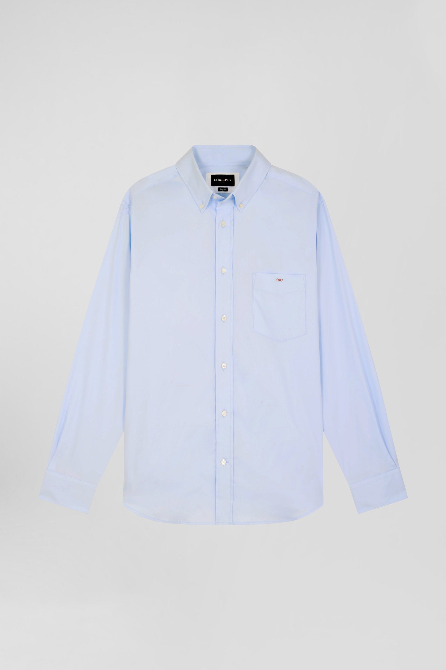 Regular Plain Sky Blue Mixed Stretch Cotton Shirt_04