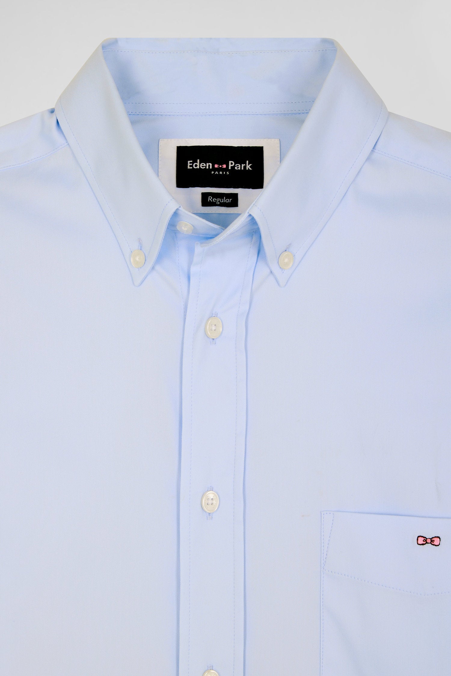 Regular Plain Sky Blue Mixed Stretch Cotton Shirt_06