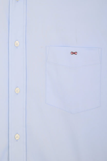 Regular Plain Sky Blue Mixed Stretch Cotton Shirt_07