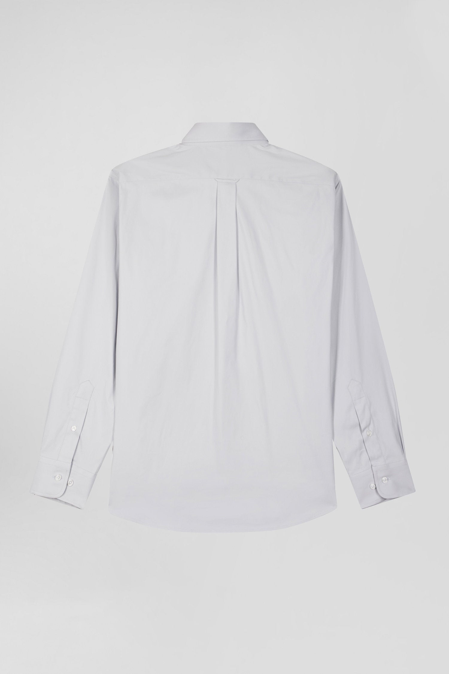 Regular Plain Grey Mixed Stretch Cotton Shirt_05