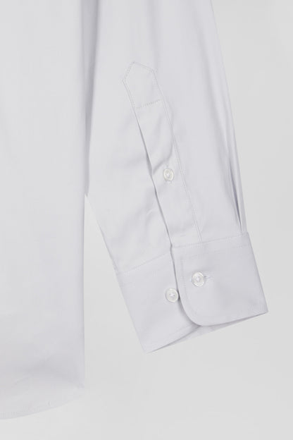 Regular Plain Grey Mixed Stretch Cotton Shirt_09