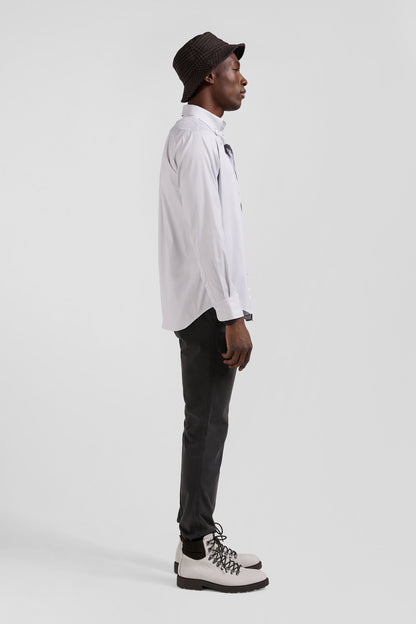 Regular Plain Grey Mixed Stretch Cotton Shirt_10