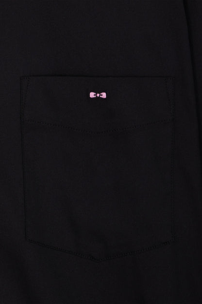 Regular Plain Black Mixed Stretch Cotton Shirt_06