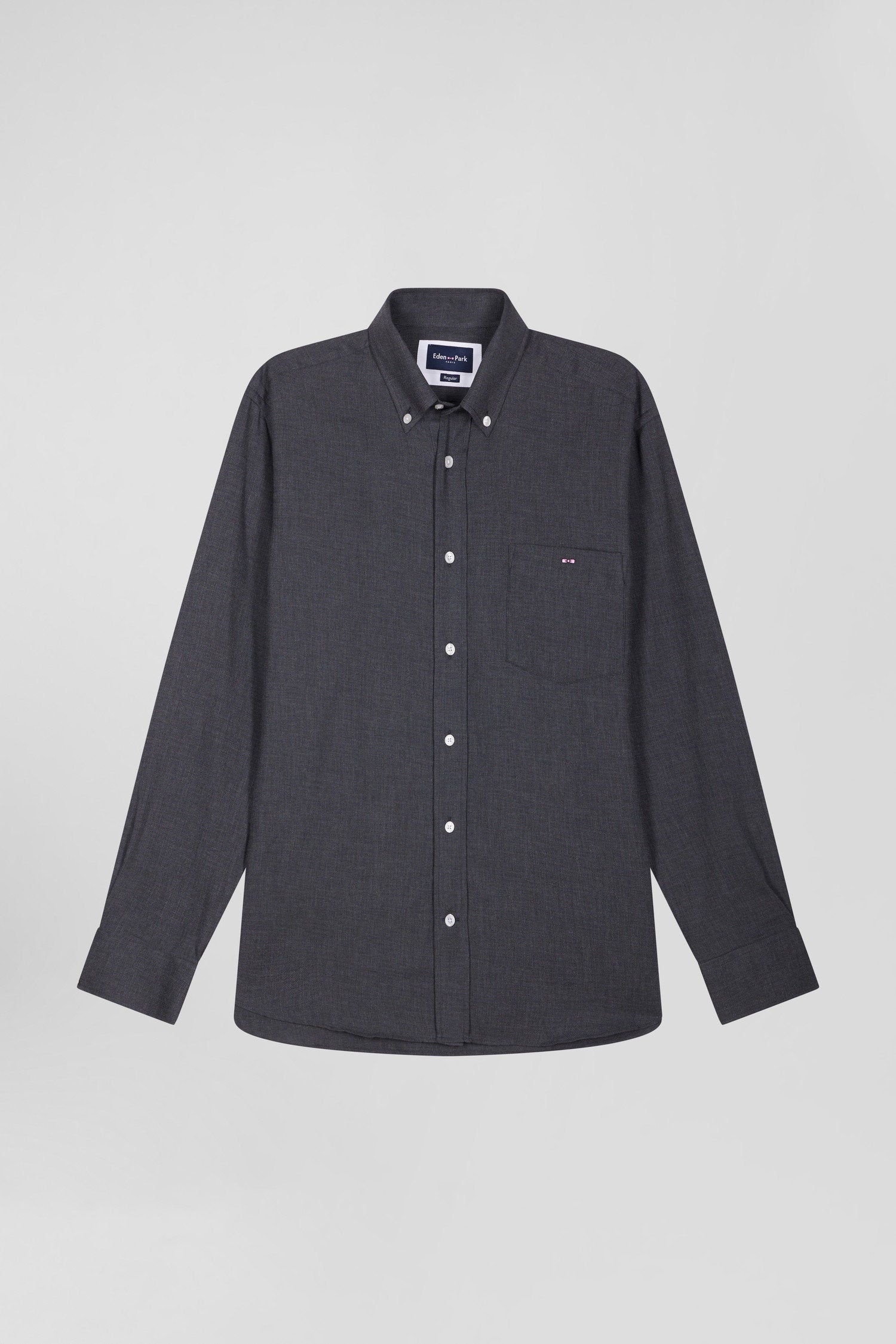 Regular Anthracite Grey Cotton and Cashmere Twill Shirt_H24CHECL0049_GRF_03