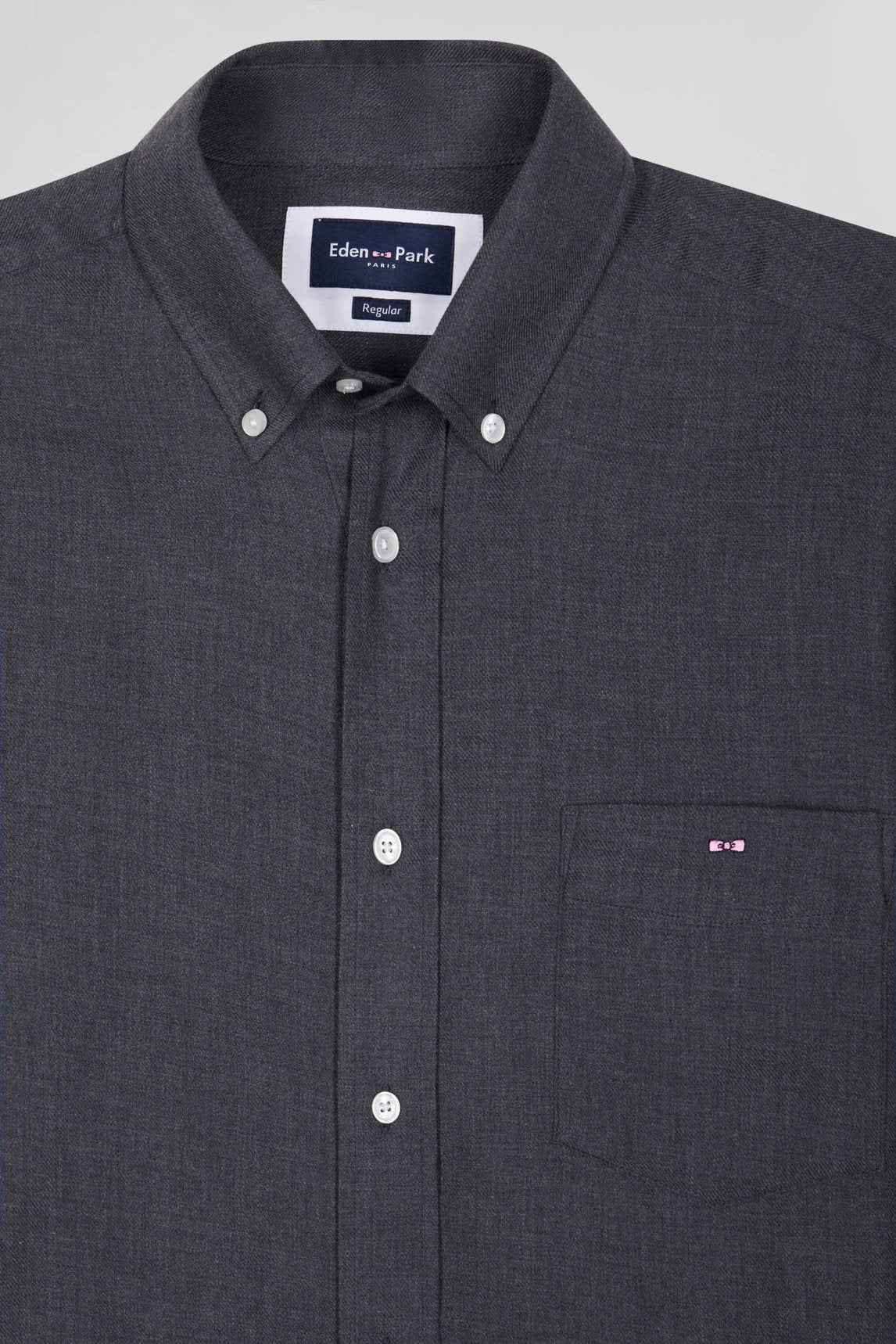 Regular Anthracite Grey Cotton and Cashmere Twill Shirt_H24CHECL0049_GRF_06