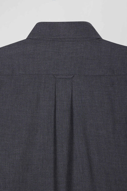 Regular Anthracite Grey Cotton and Cashmere Twill Shirt_H24CHECL0049_GRF_08