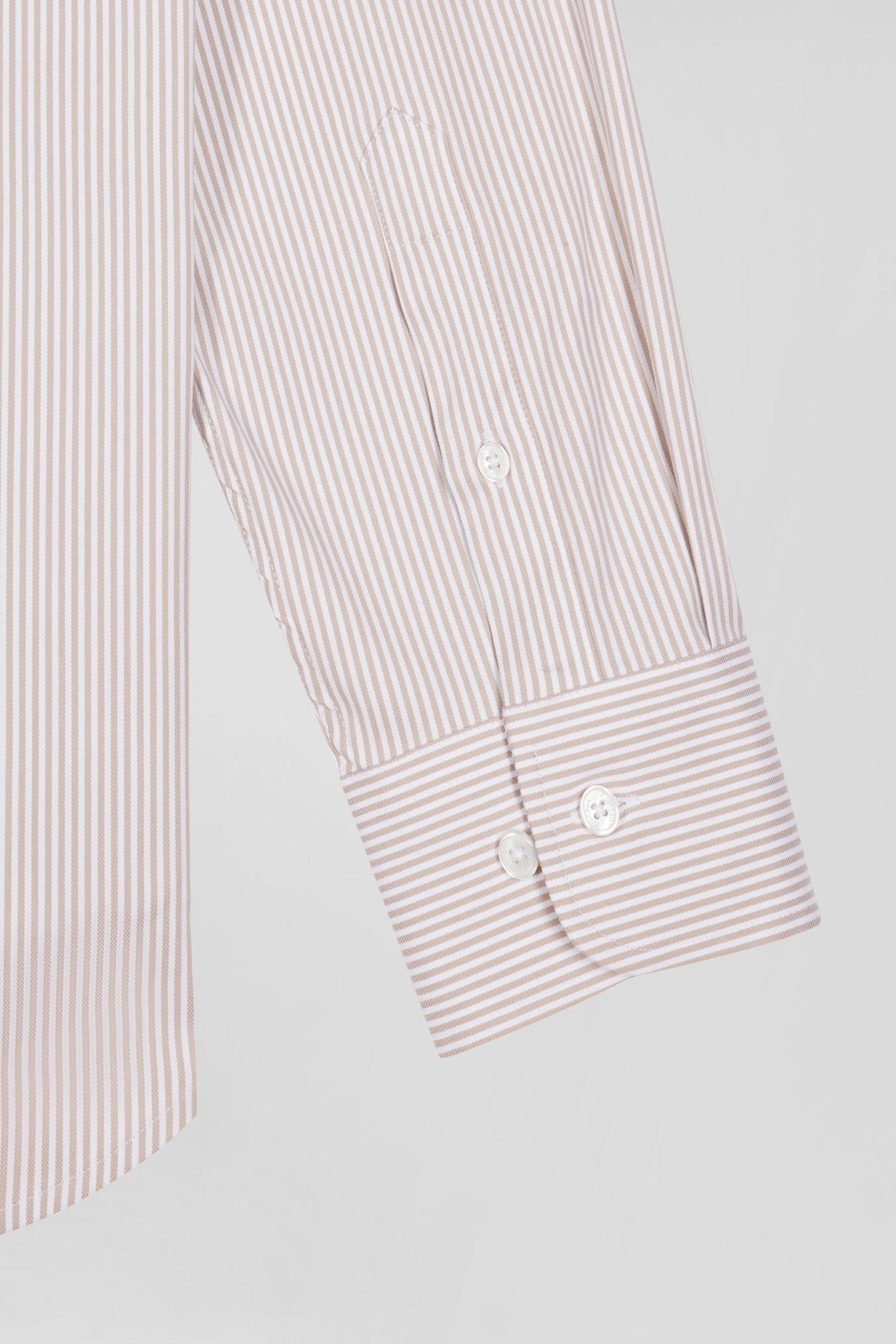 Regular Beige Cotton Poplin Shirt with Baton Stripes_H24CHECL0052_BEC_08