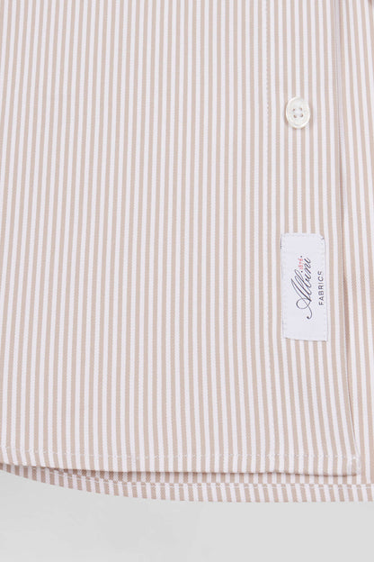 Regular Beige Cotton Poplin Shirt with Baton Stripes_H24CHECL0052_BEC_09