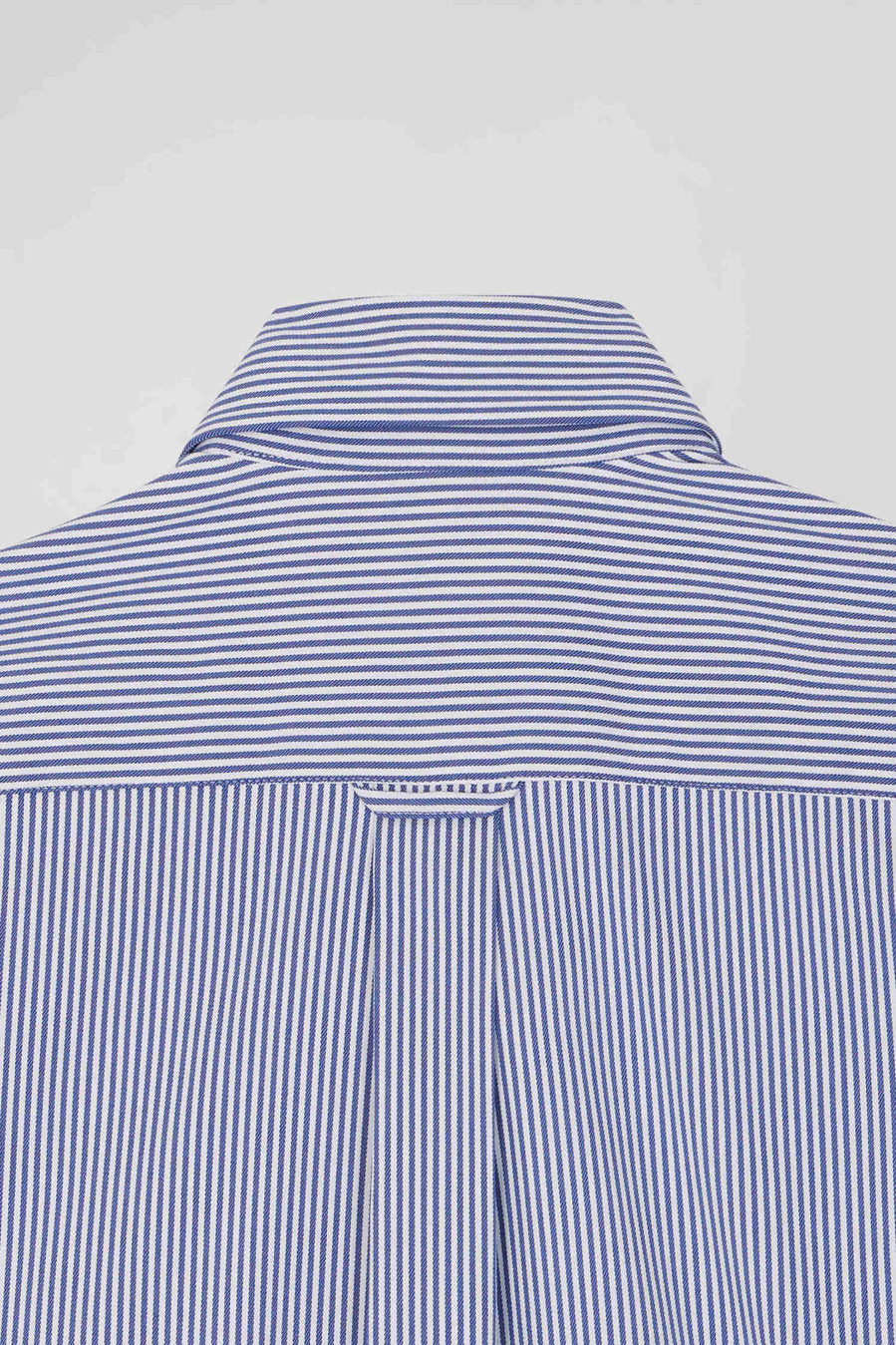 Regular Navy Blue Cotton Poplin Shirt with Baton Stripes_H24CHECL0052_BLF26_06