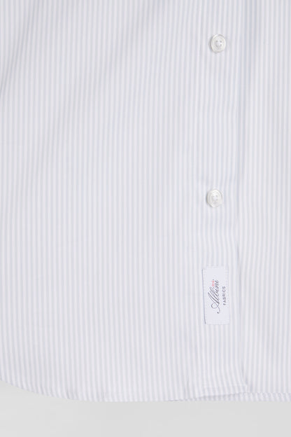 Regular Green Cotton Poplin Shirt with Baton Stripes_H24CHECL0052_VEC19_08