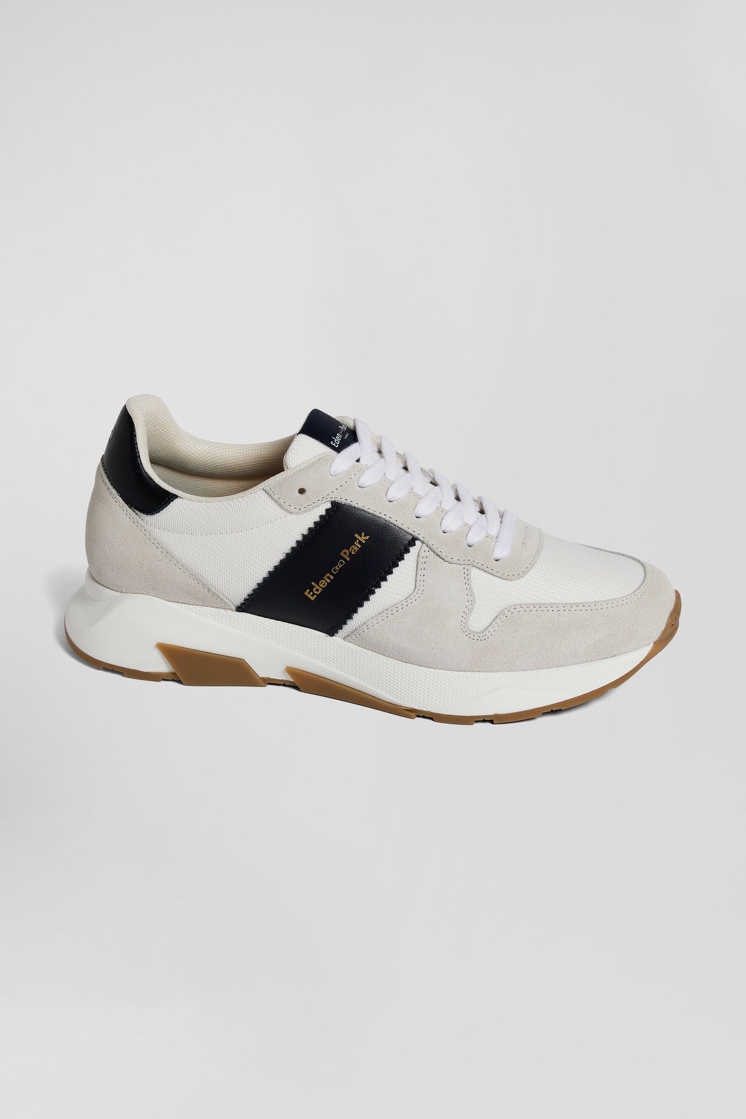 Chunky Sole Beige And Navy Blue Leather Sneakers_02