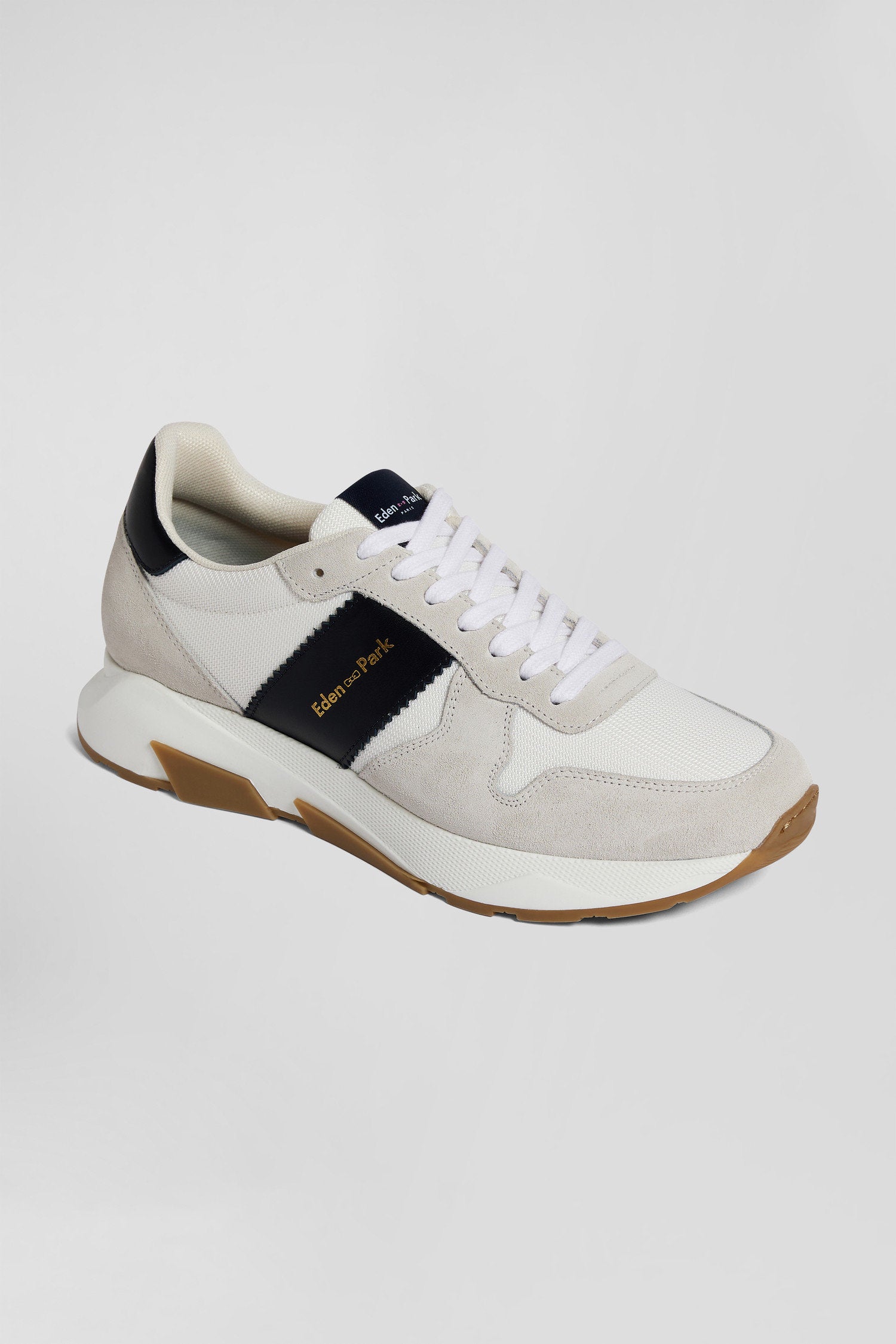 Chunky Sole Beige And Navy Blue Leather Sneakers_04