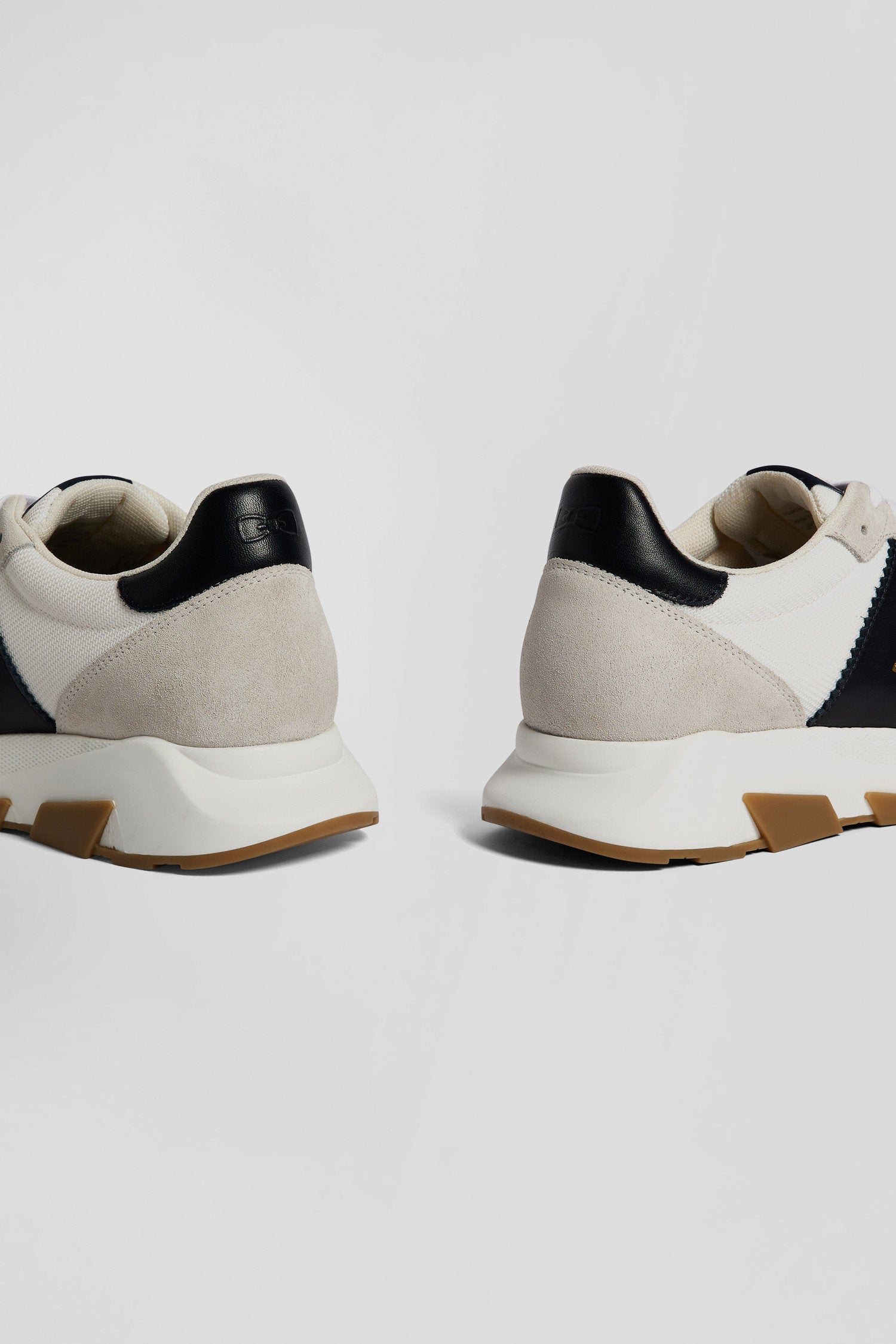 Chunky Sole Beige And Navy Blue Leather Sneakers_06