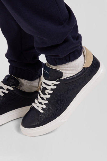 Navy Low-Top Leather Sneakers_01