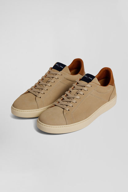 Khaki Grained Leather Low-Top Sneakers_03