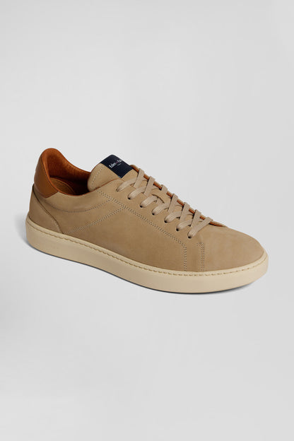 Khaki Grained Leather Low-Top Sneakers_04