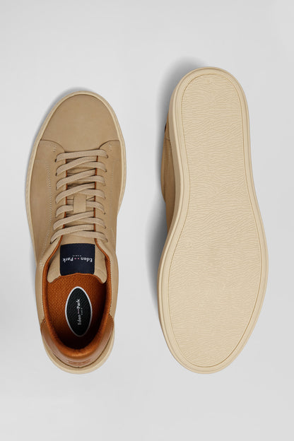 Khaki Grained Leather Low-Top Sneakers_05