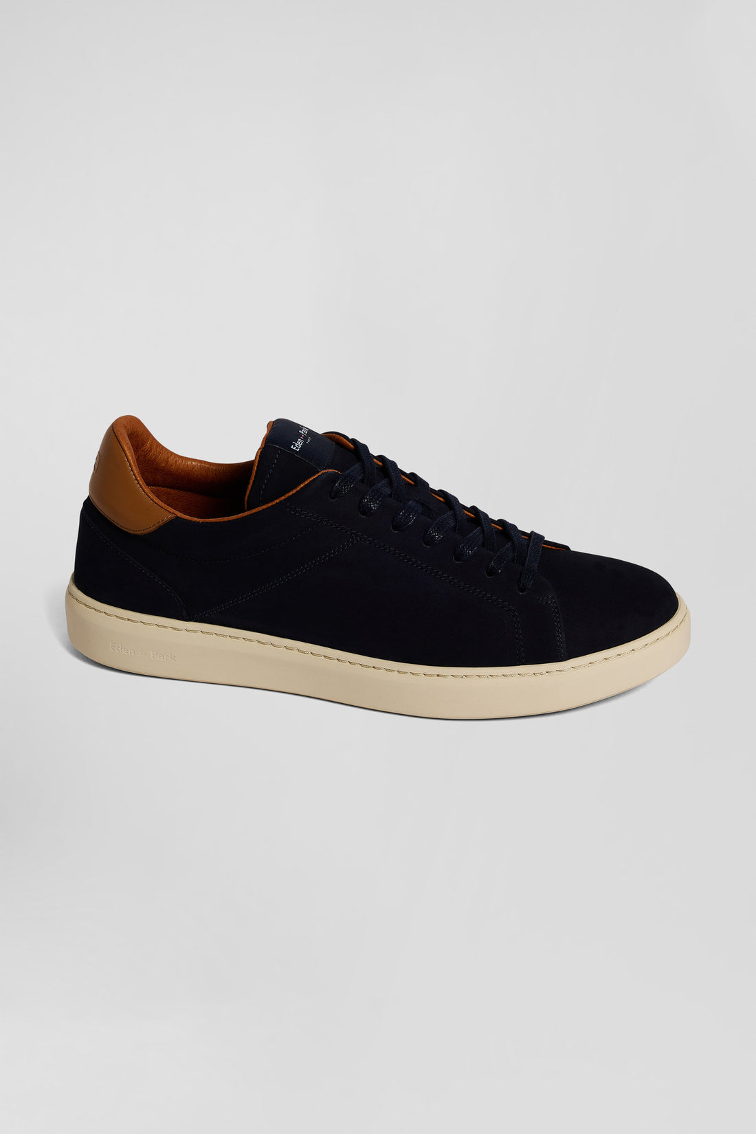 Navy Blue Grained Leather Low-Top Sneakers_02