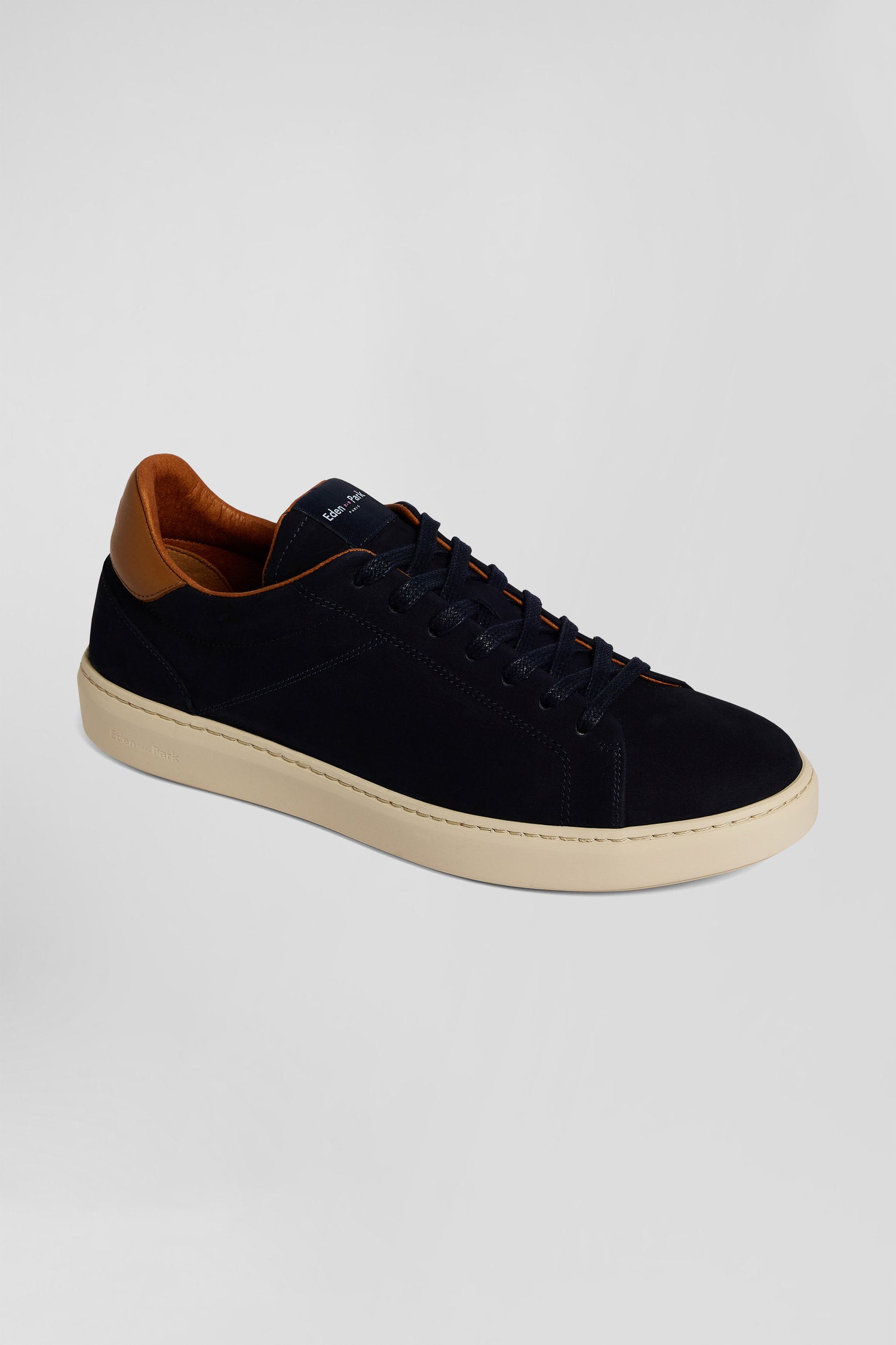 Navy Blue Grained Leather Low-Top Sneakers_04