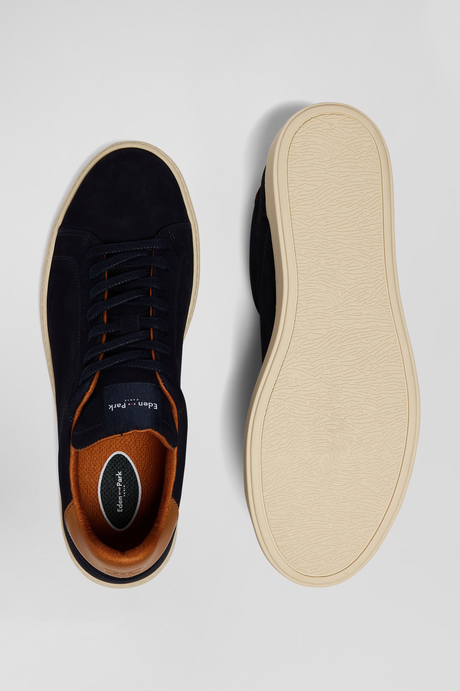 Navy Blue Grained Leather Low-Top Sneakers_05