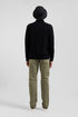 Regular Black Plain Wool And Cotton Zipped Cardigan_01