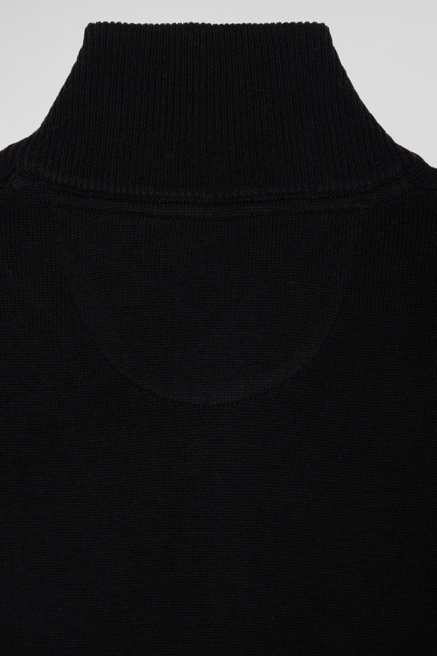 Regular Black Plain Wool And Cotton Zipped Cardigan_08