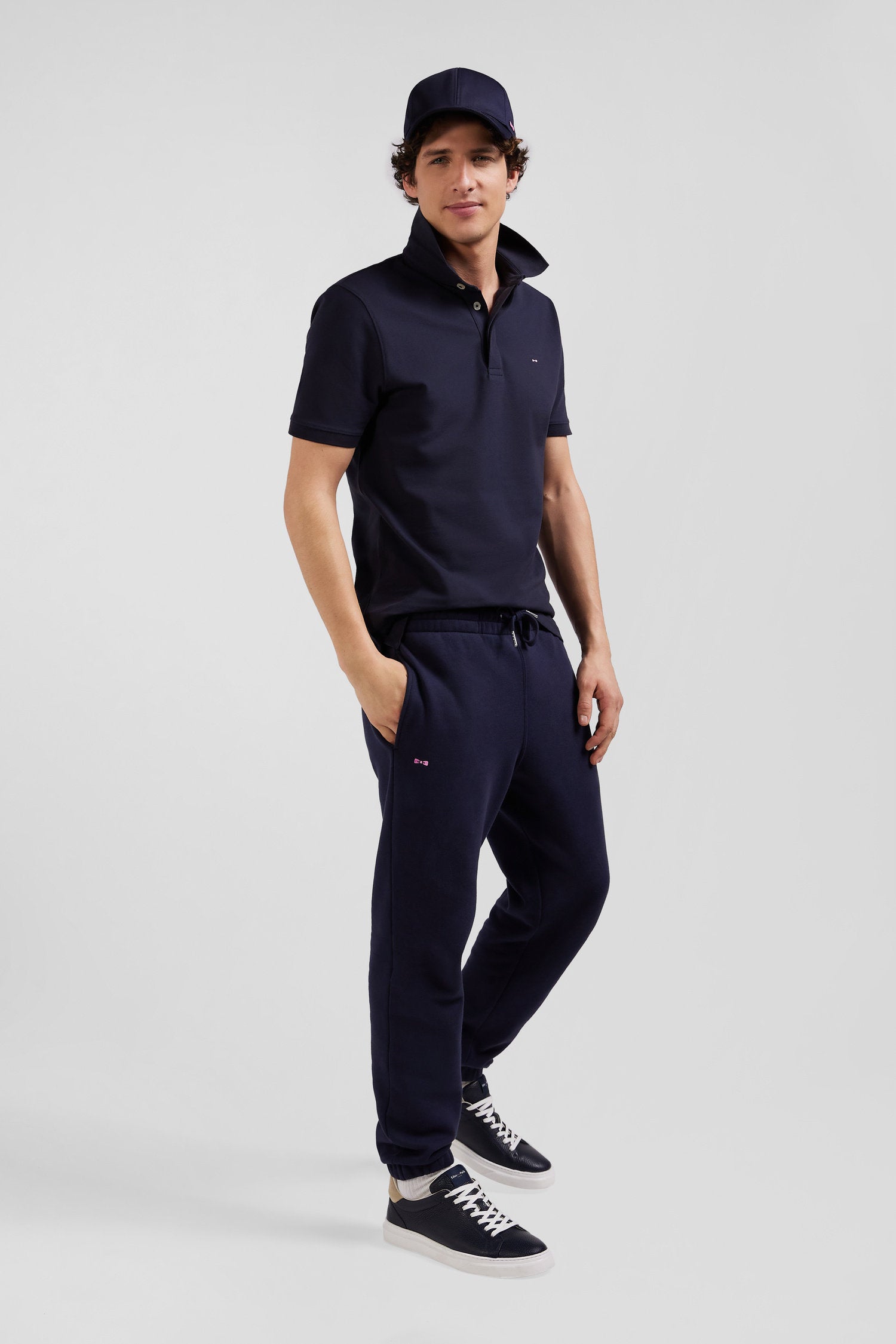 Regular Navy Blue Brushed Fleece Jogging Bottoms_04