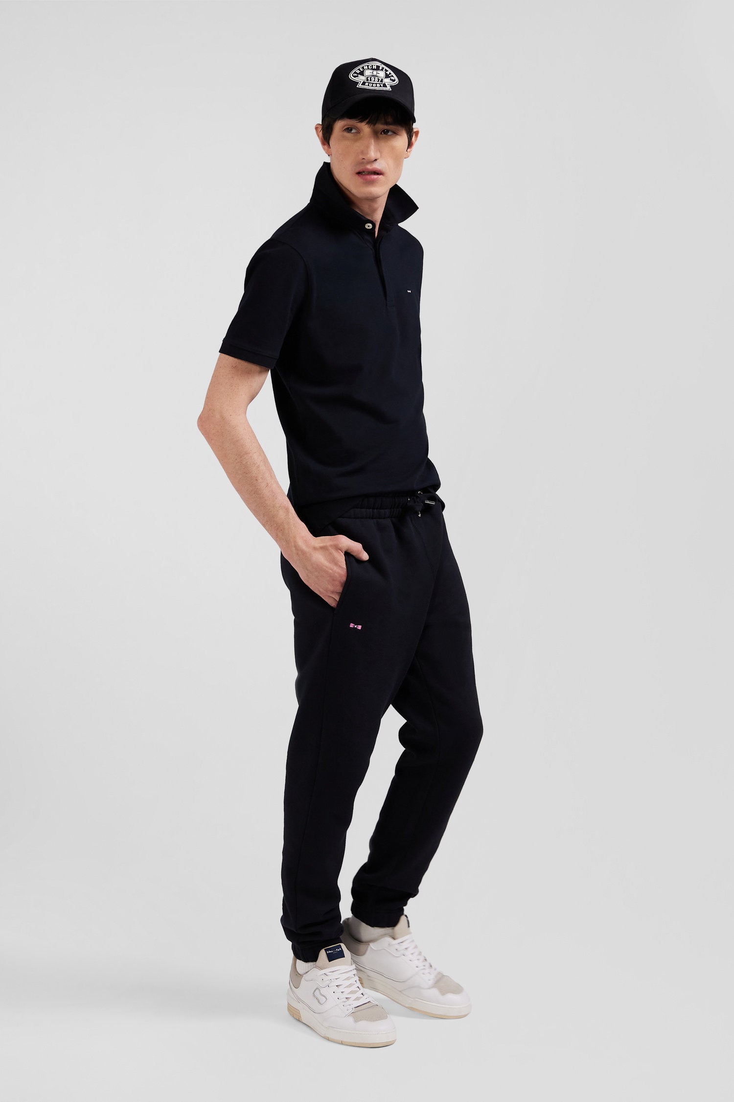 Regular Black Brushed Fleece Jogging Bottoms_04