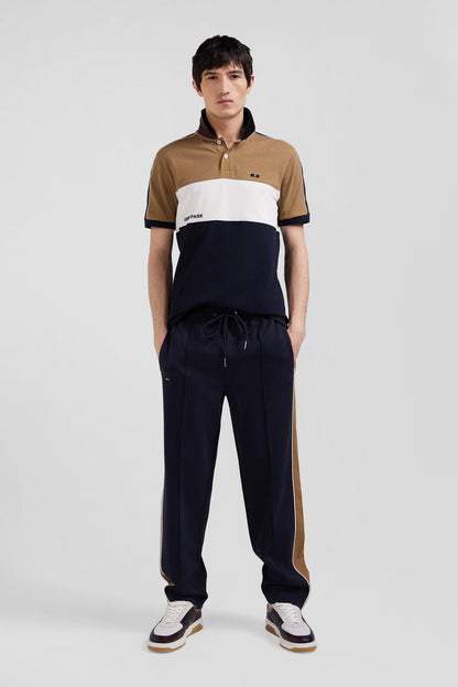 Regular Camel Mixed Cotton Jogging Bottoms with Leg Piping_H24MAIJO0006_BEF4_02